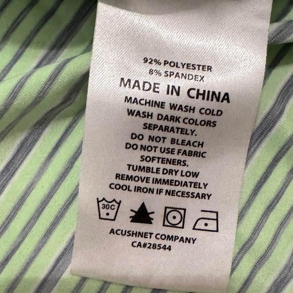 FJ Golf Polo Lisle Space Dye Stripe Honeydew Green Gray Medium Shirt - Picture 7 of 11